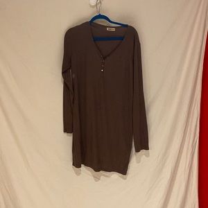 Brown cotton ribbed tshirt dress